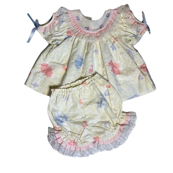 Vintage Rare Editions Floral Baby Dress and Bloomers Set 3-6 Months - Picture 1 of 10